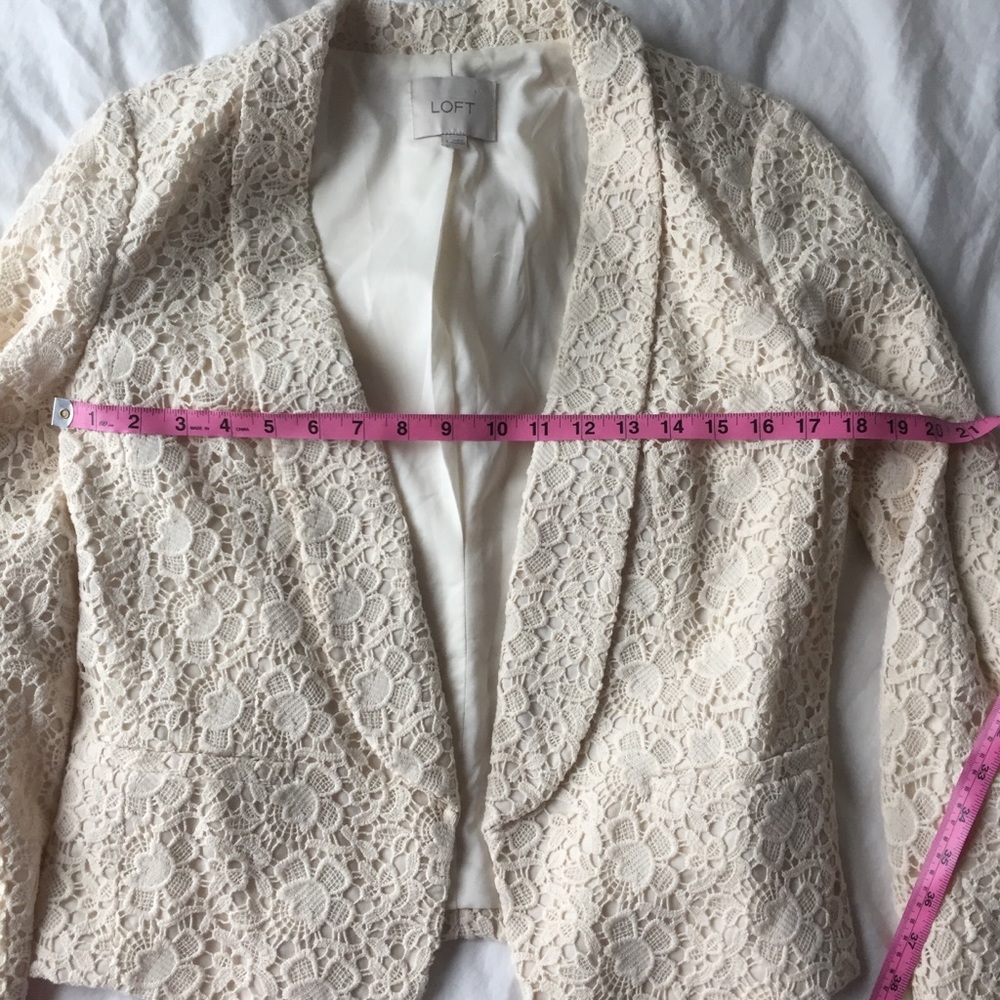 LOFT Cream Crochet Lace Blazer - Picture 5 of 12